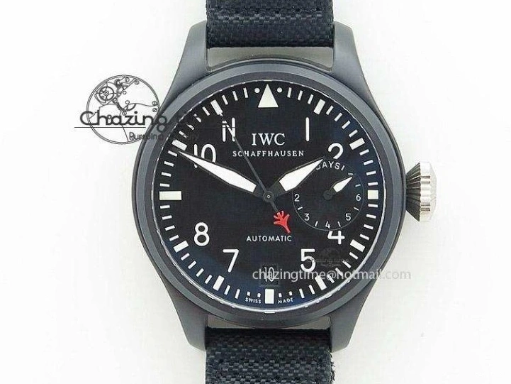 MIROTIME 0414 Pilot Chrono IW388003 Real Ceramic V6F Best Edition Green Markers On Black Nylon Strap A Effortless 7283